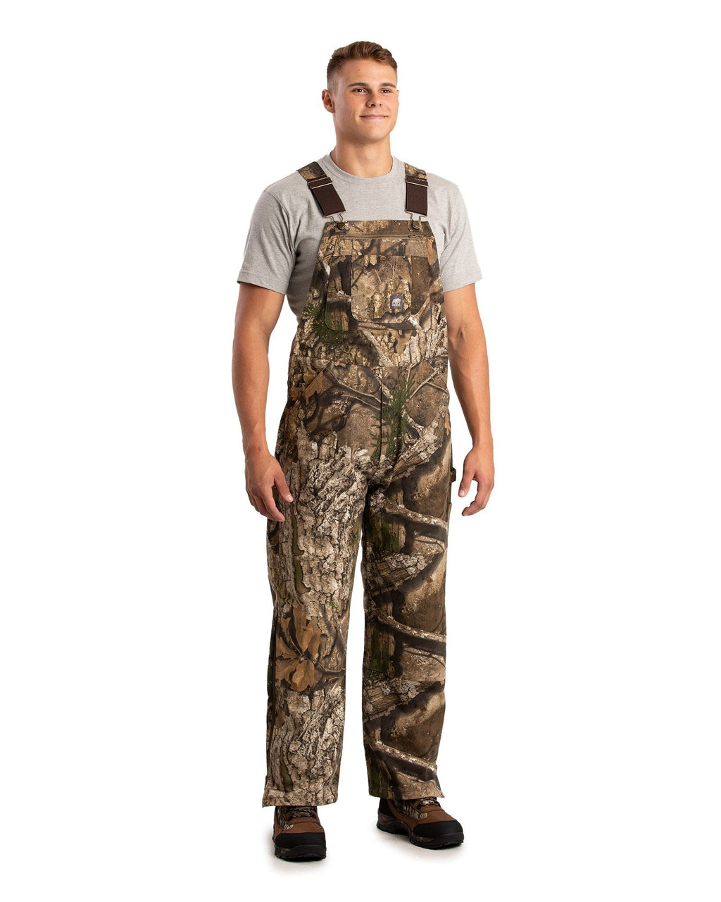 Product photo of camouflage unlined duck bib overalls