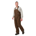 Front view of washed duck bib overalls with insulation