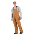 Front view of insulated brown duck bib overalls