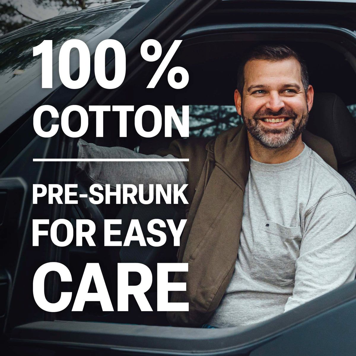 Worn on the job of long sleeve cotton tee with a chest pocket