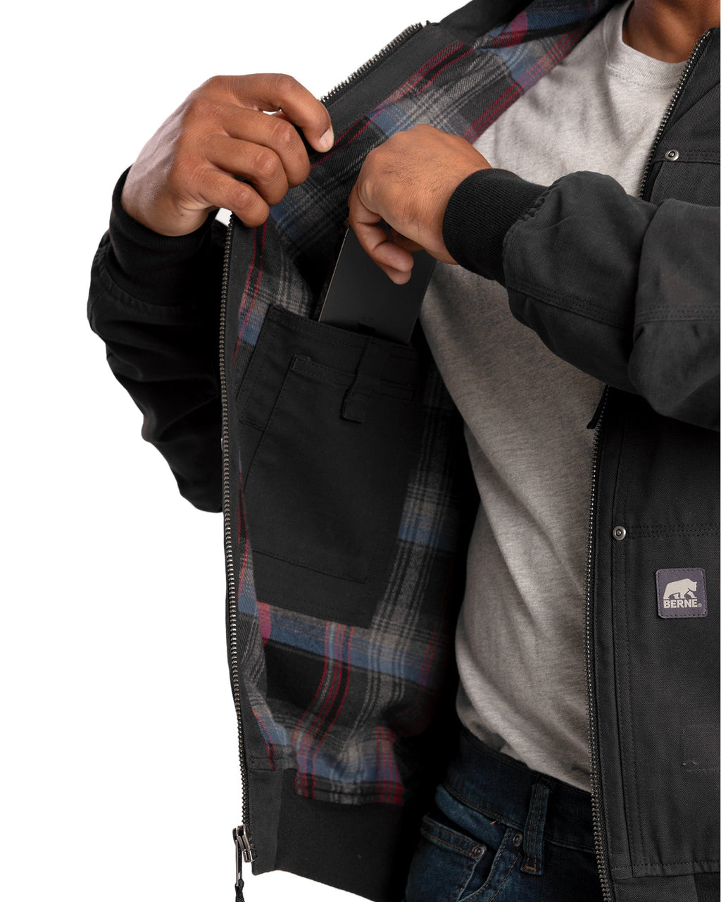 Men's Duck Flannel-Lined Hooded Work Jacket