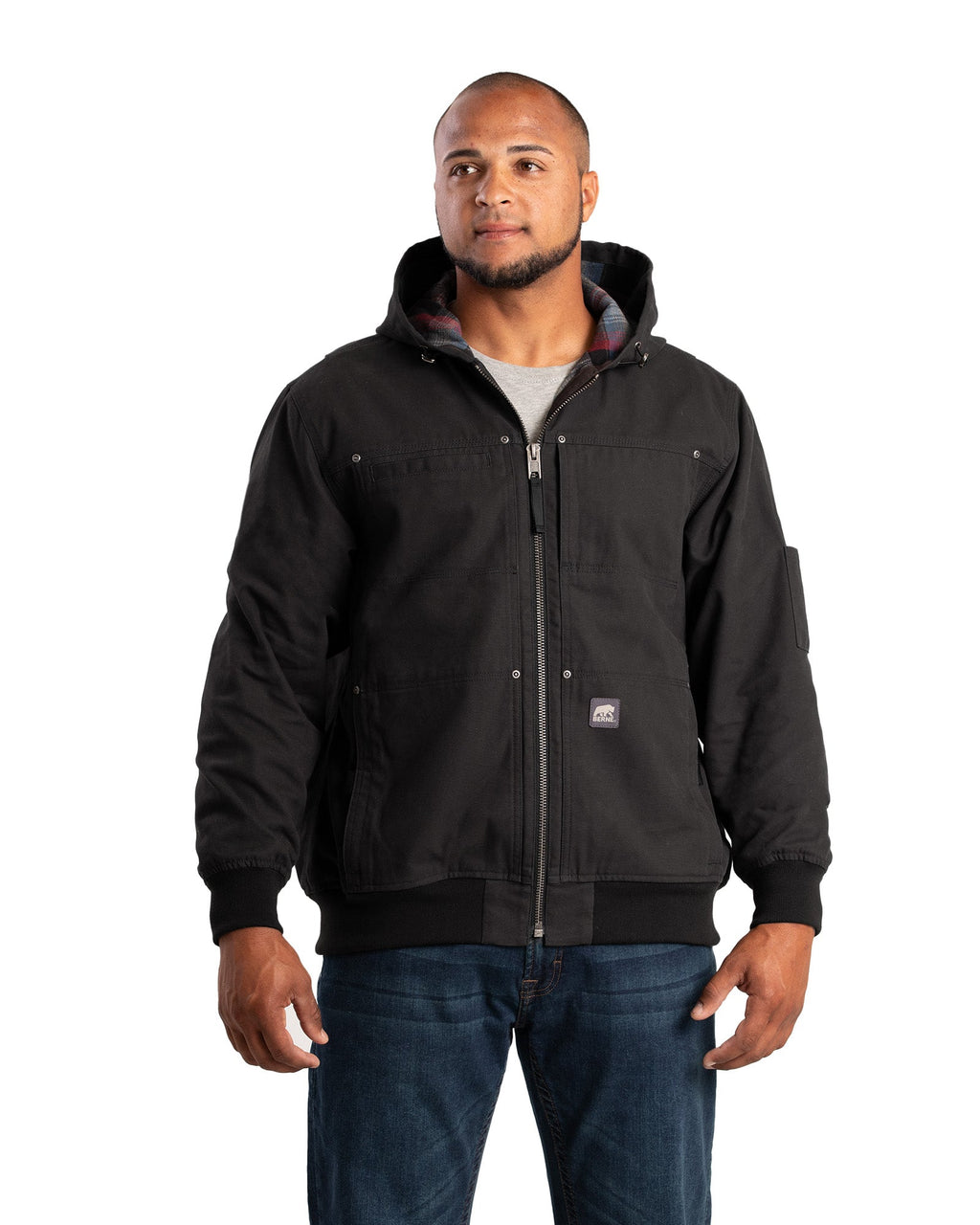 Men's Duck Flannel-Lined Hooded Work Jacket