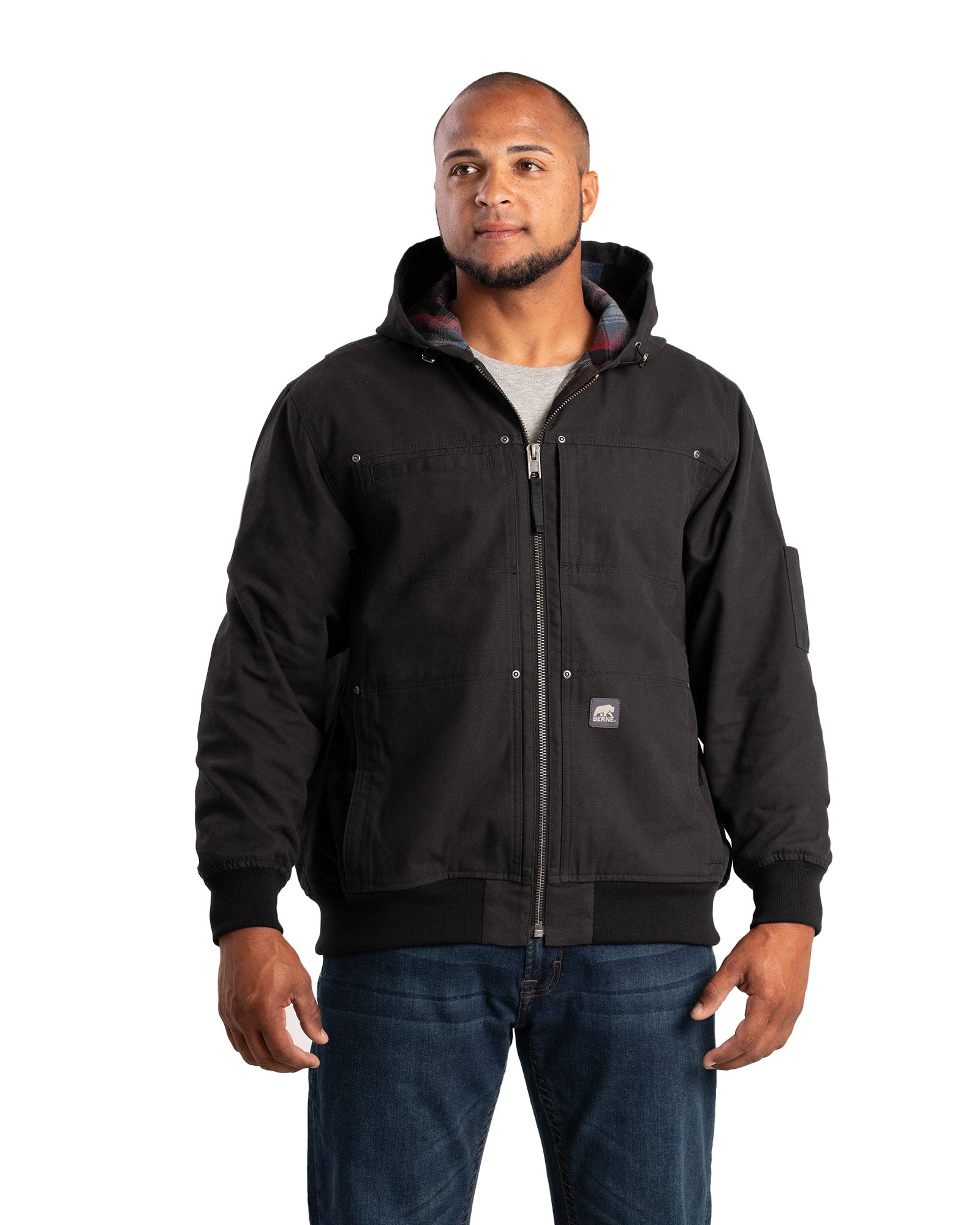 Men's Duck Flannel-Lined Hooded Work Jacket