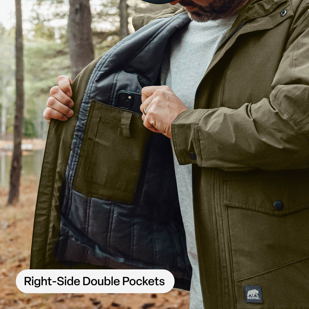 Men's Quilt-Lined Micro-Duck Hooded Work Coat