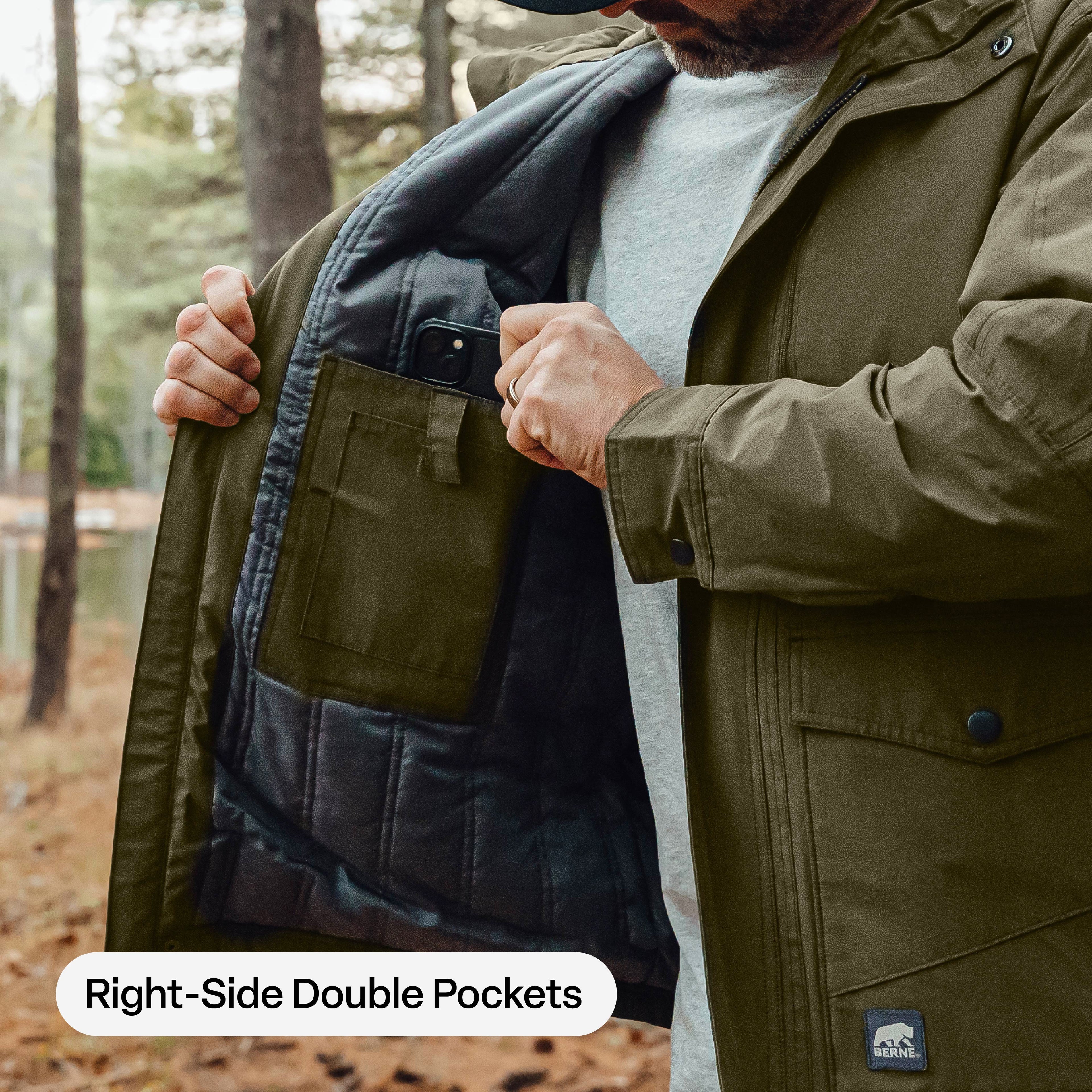 Men's Quilt-Lined Micro-Duck Hooded Work Coat