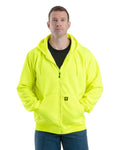 Front view of yellow hi vis thermal lined hooded sweatshirt