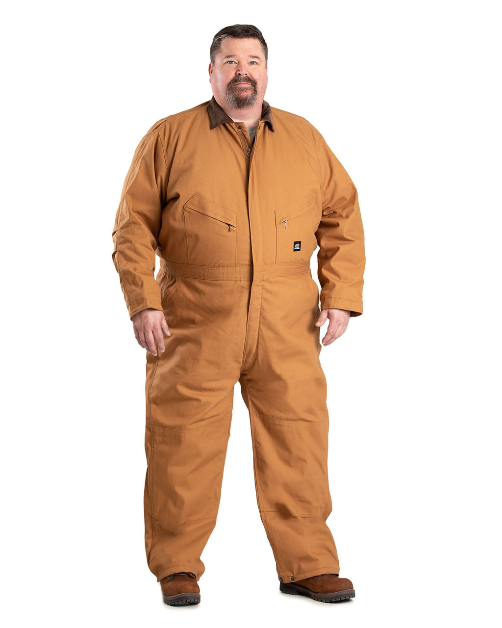 Front view of insulated duck coverall, alternate shot