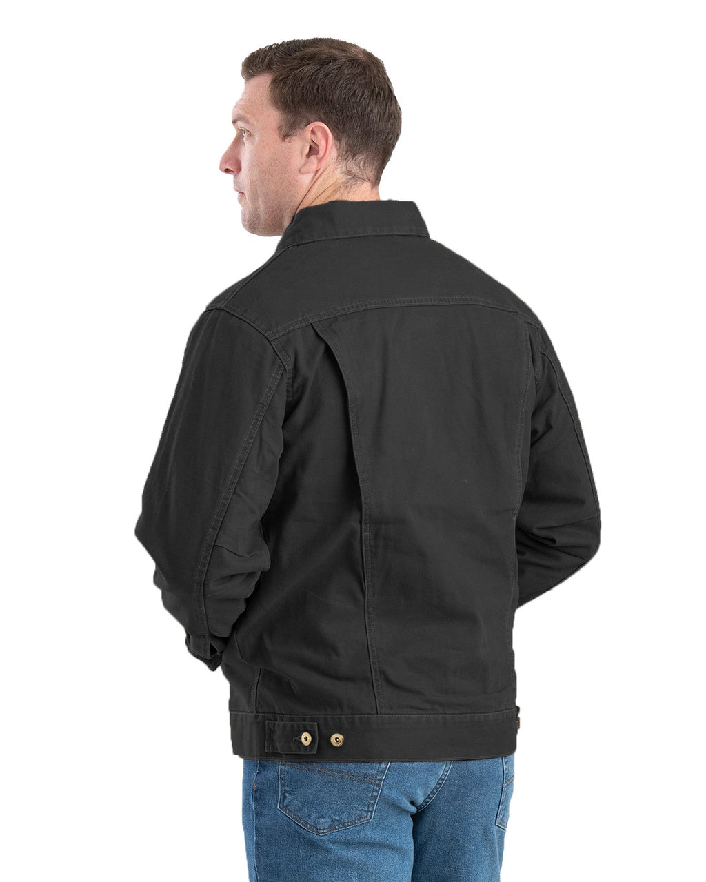 Back view of flannel lined washed work jacket