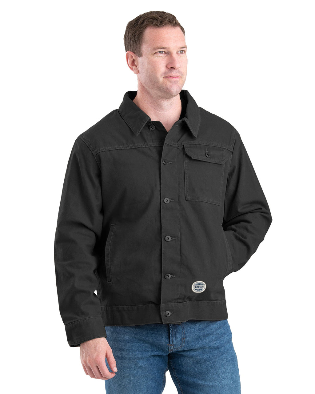 Front view of flannel lined washed work jacket