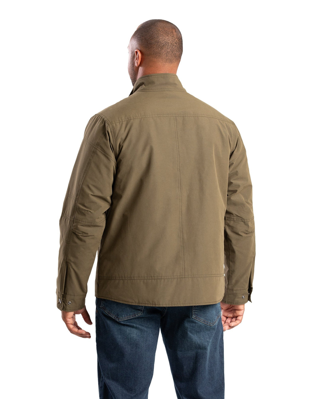 Back view of quilt lined duck chore jacket