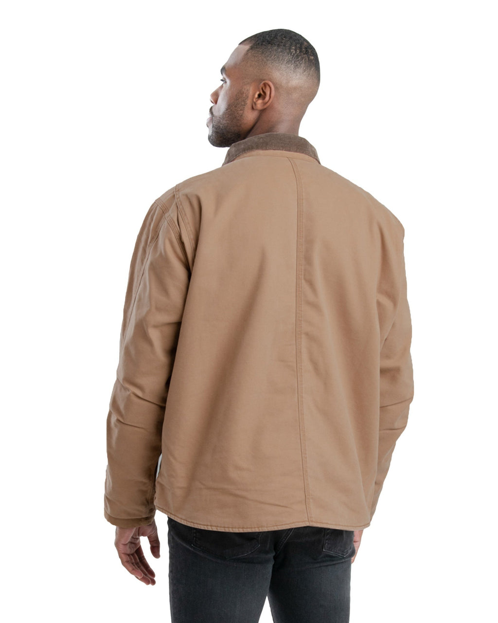 Back view of sherpa lined washed work jacket