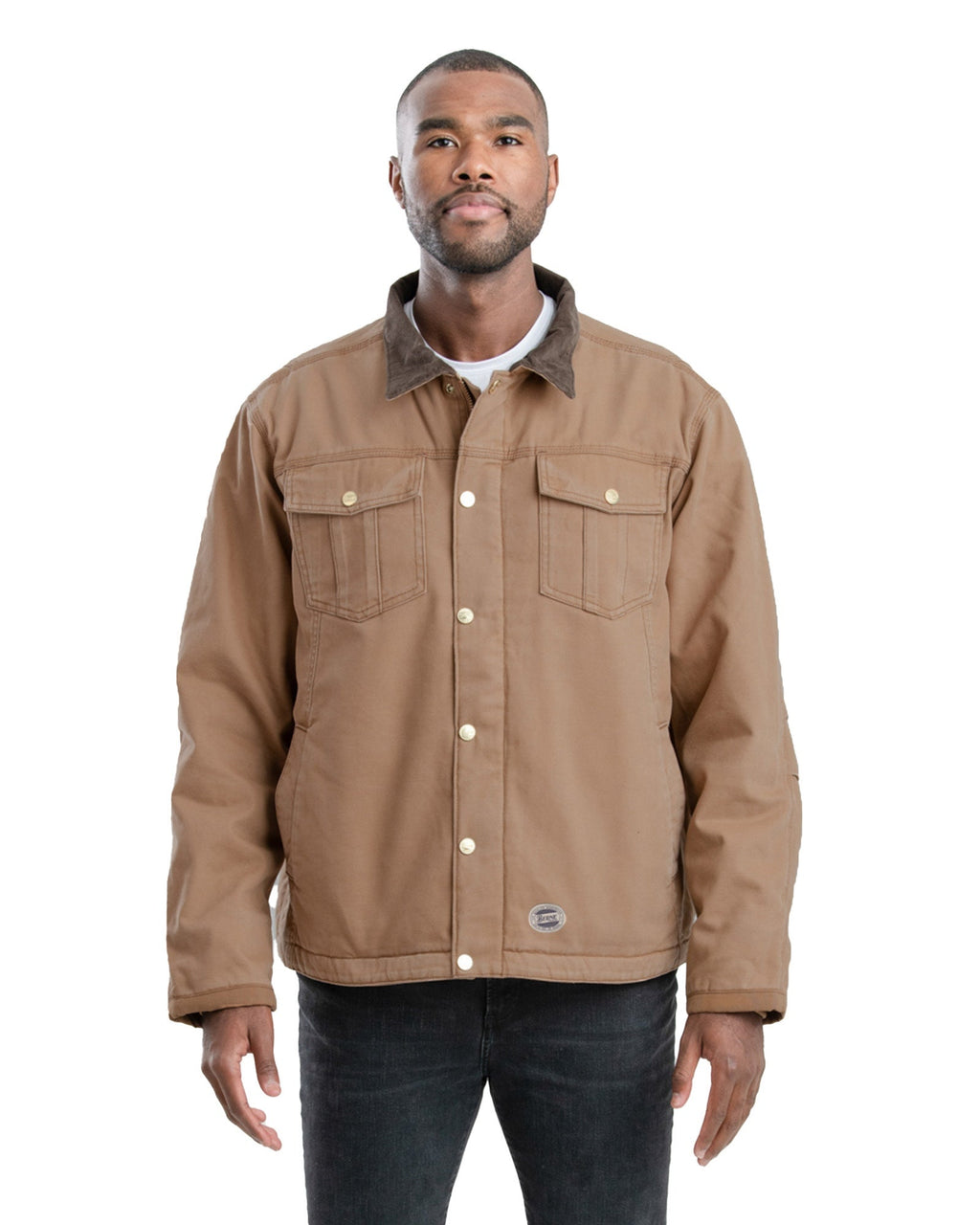 Front view of sherpa lined washed work jacket