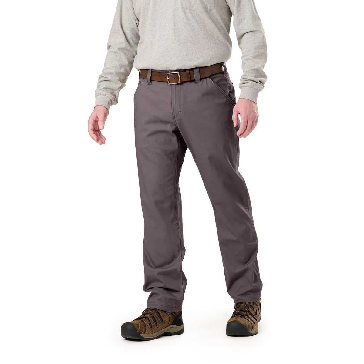 Front view of regular fit duck work trousers, alternate shot