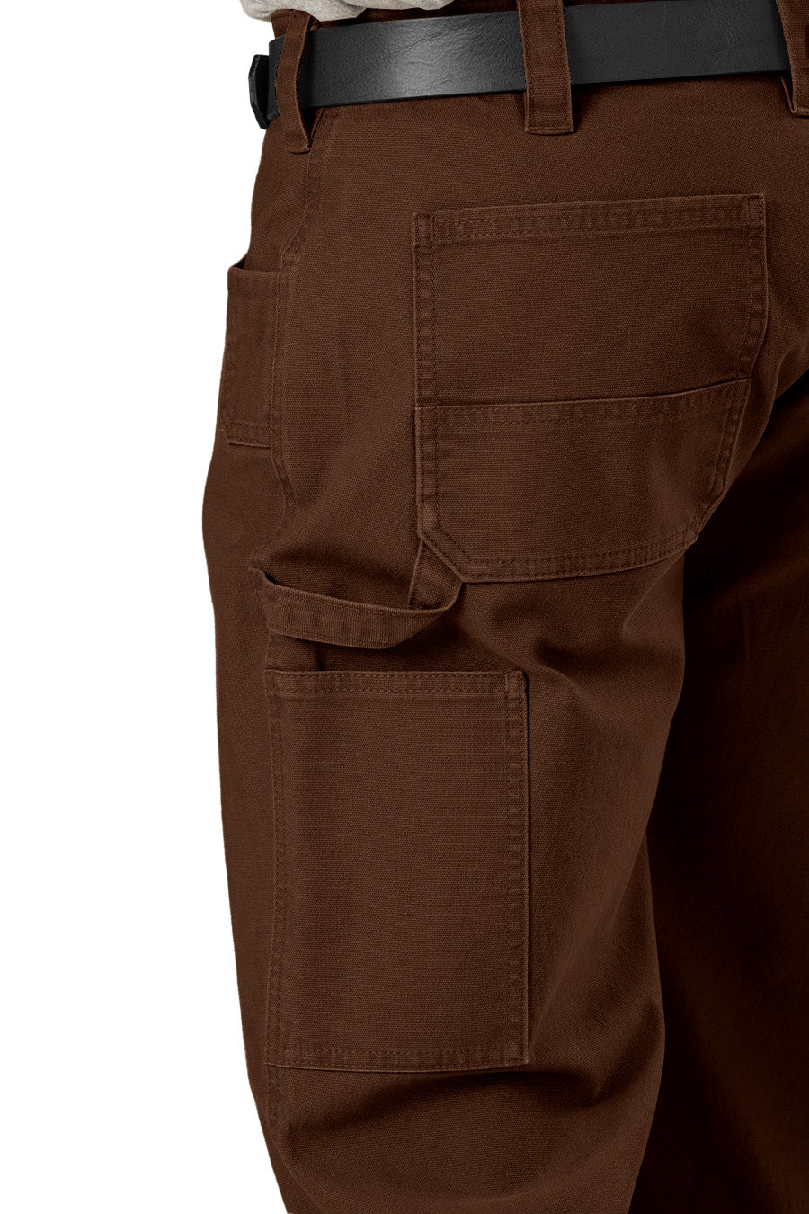 Close detail of bark duck utility trousers