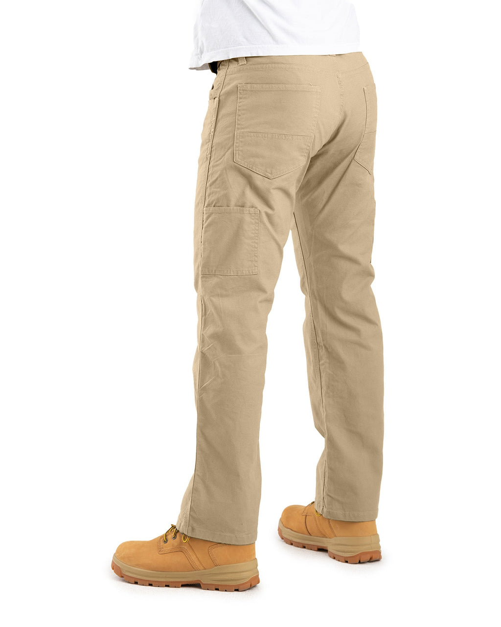 Back view of khaki duck carpenter trousers