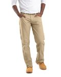 Front view of khaki duck carpenter trousers