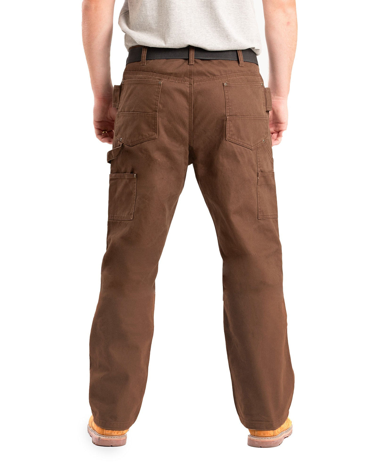 Back view of double front duck work trousers