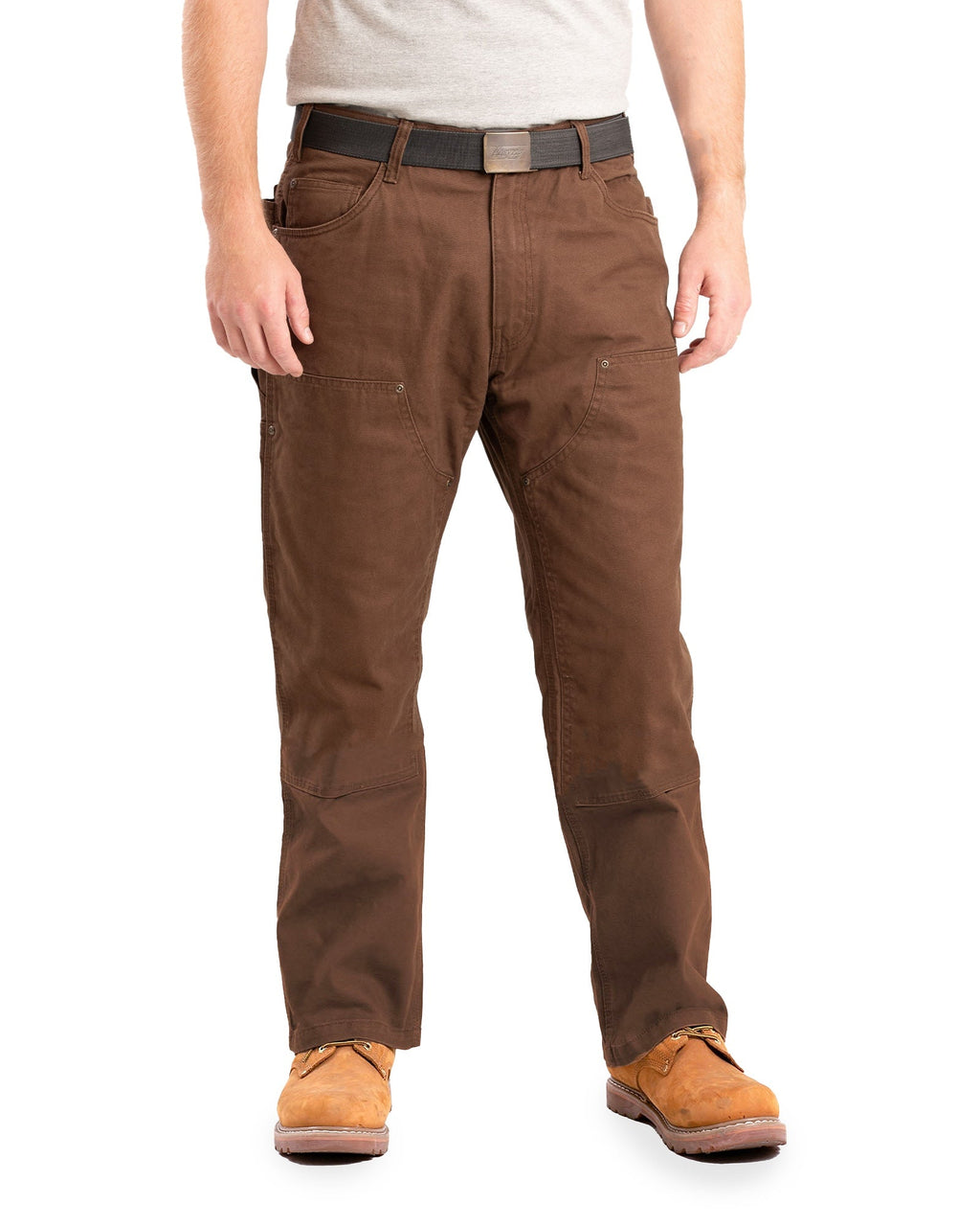 Front view of double front duck work trousers