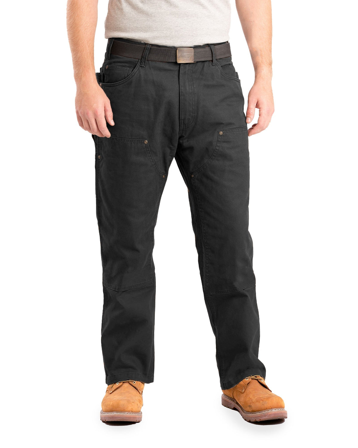 Front view of double front duck work trousers, alternate shot