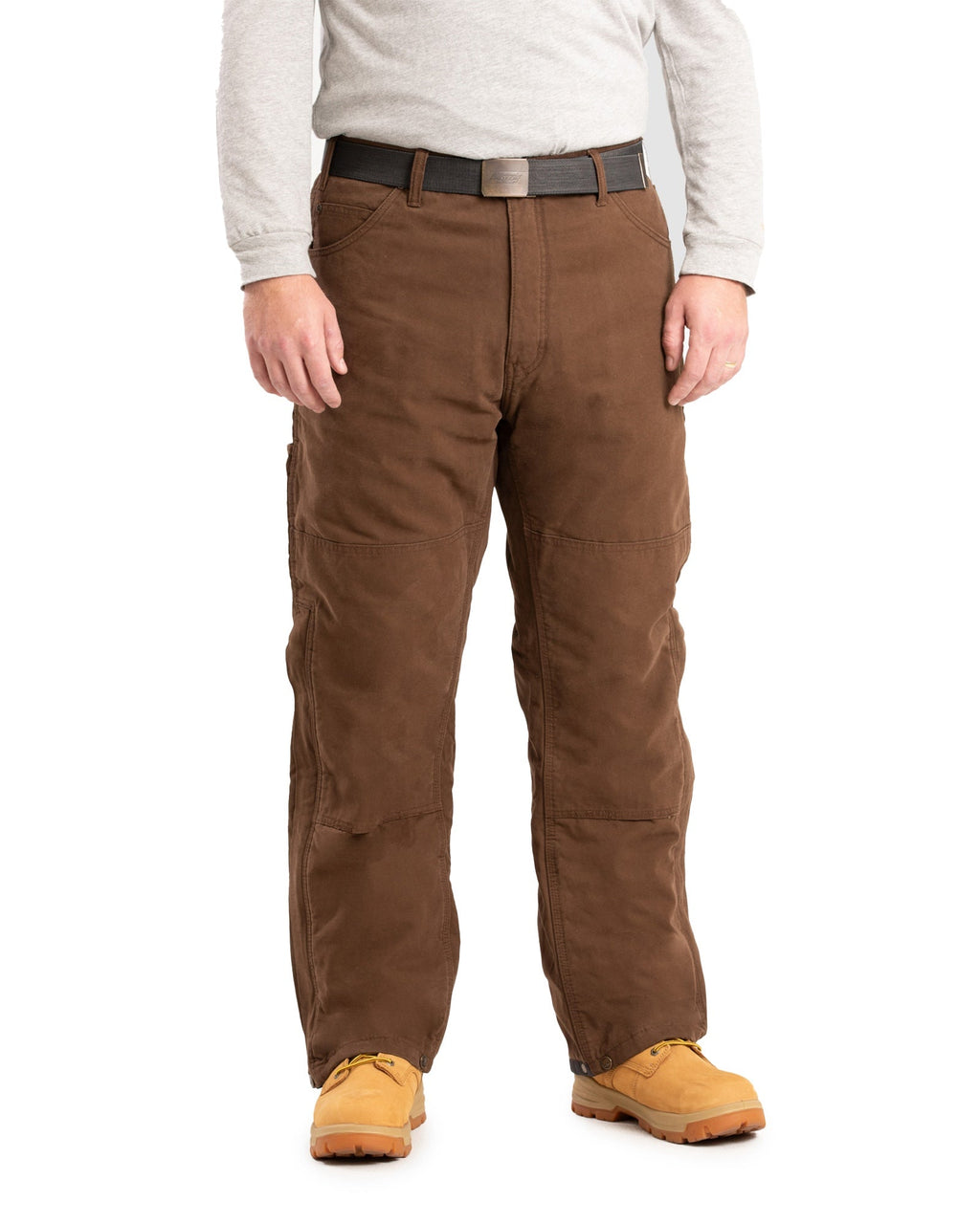 Front view of bark insulated duck outer trousers