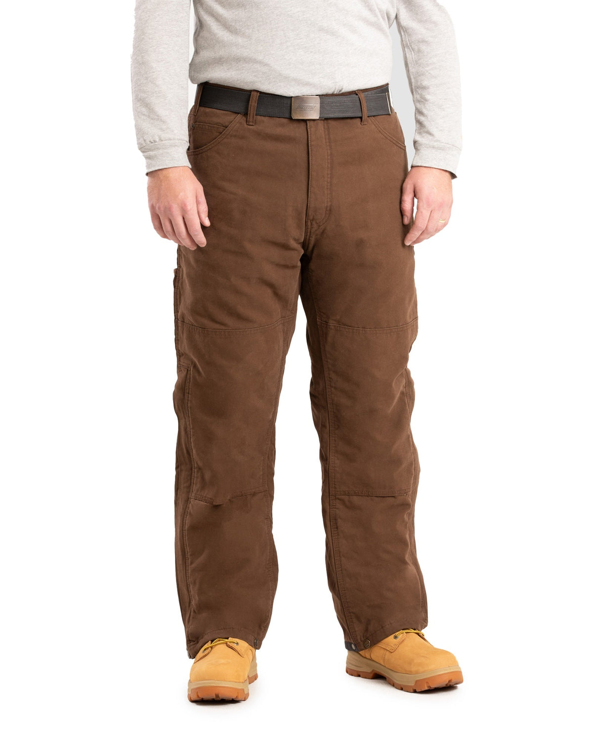 Front view of bark insulated duck outer trousers