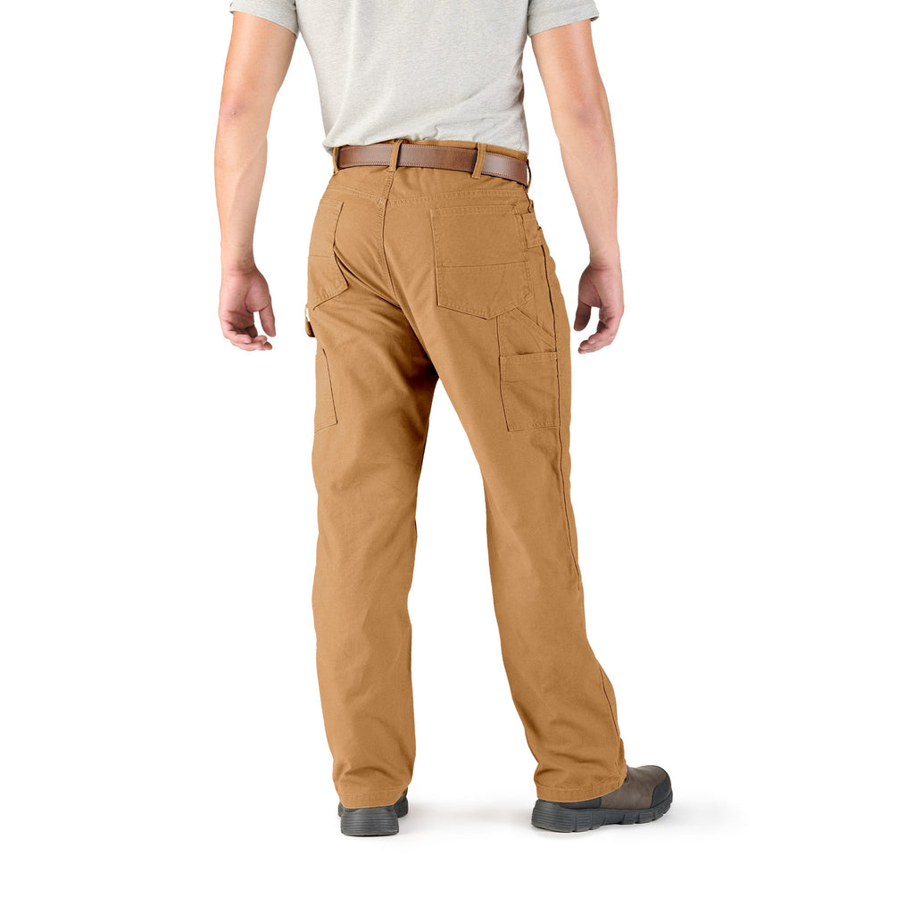 Back view of navy washed duck carpenter trousers