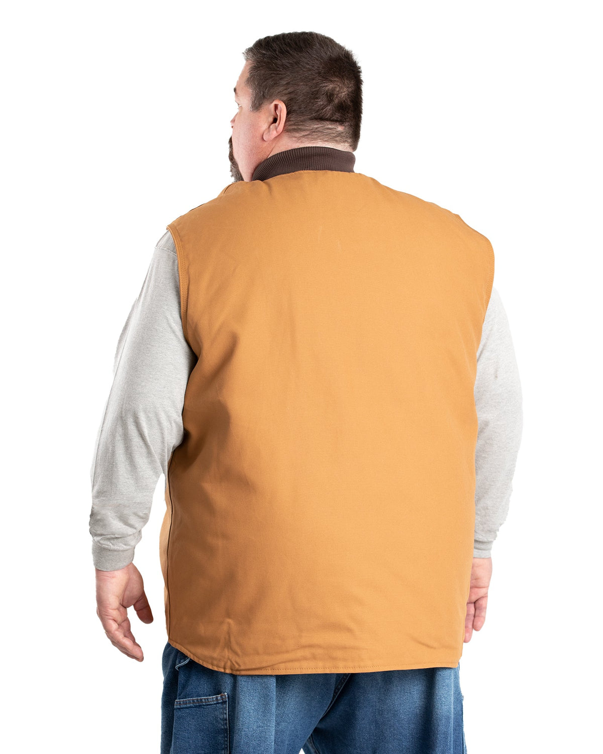 Back view of insulated duck work vest, alternate shot