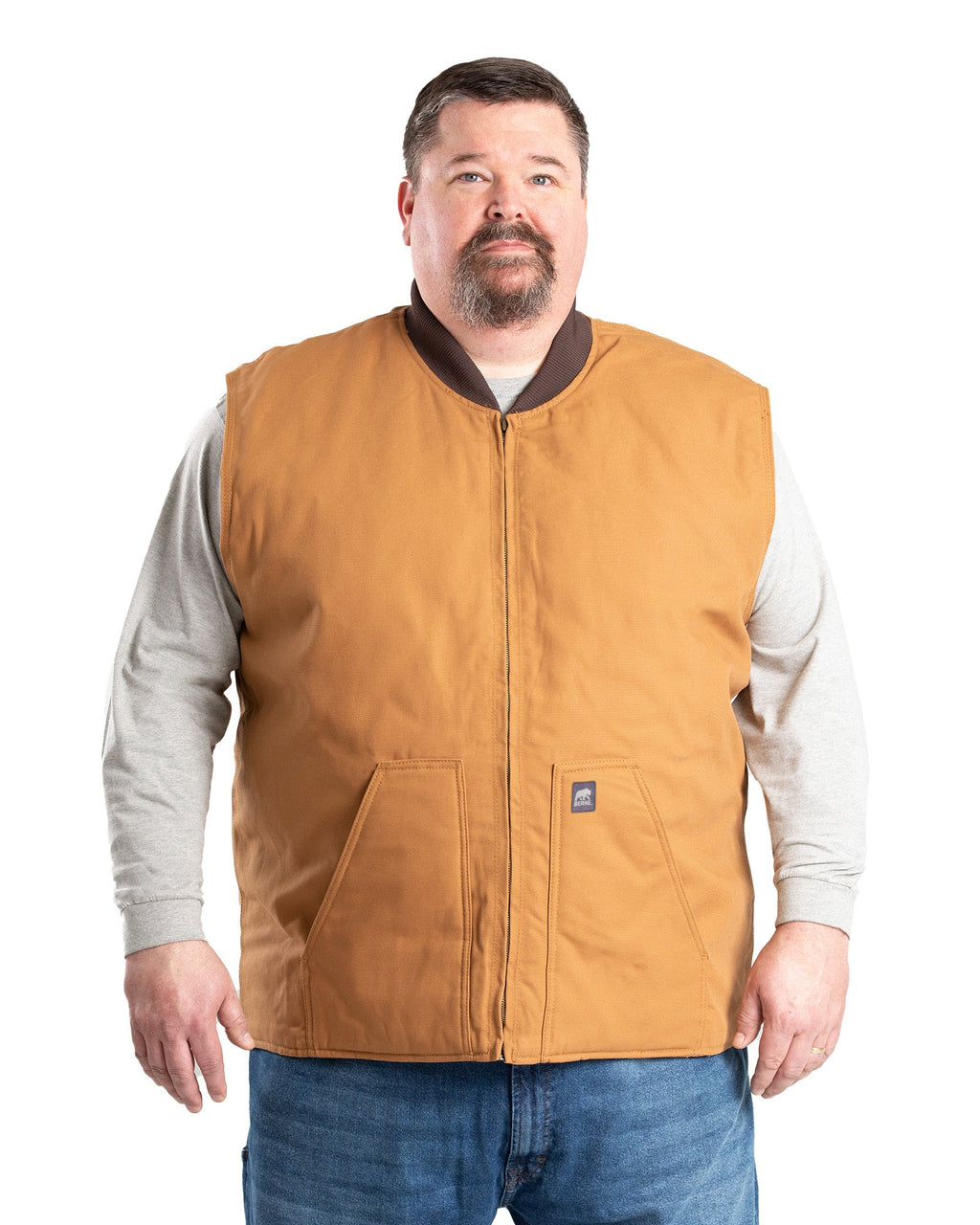Front view of insulated duck work vest, alternate shot