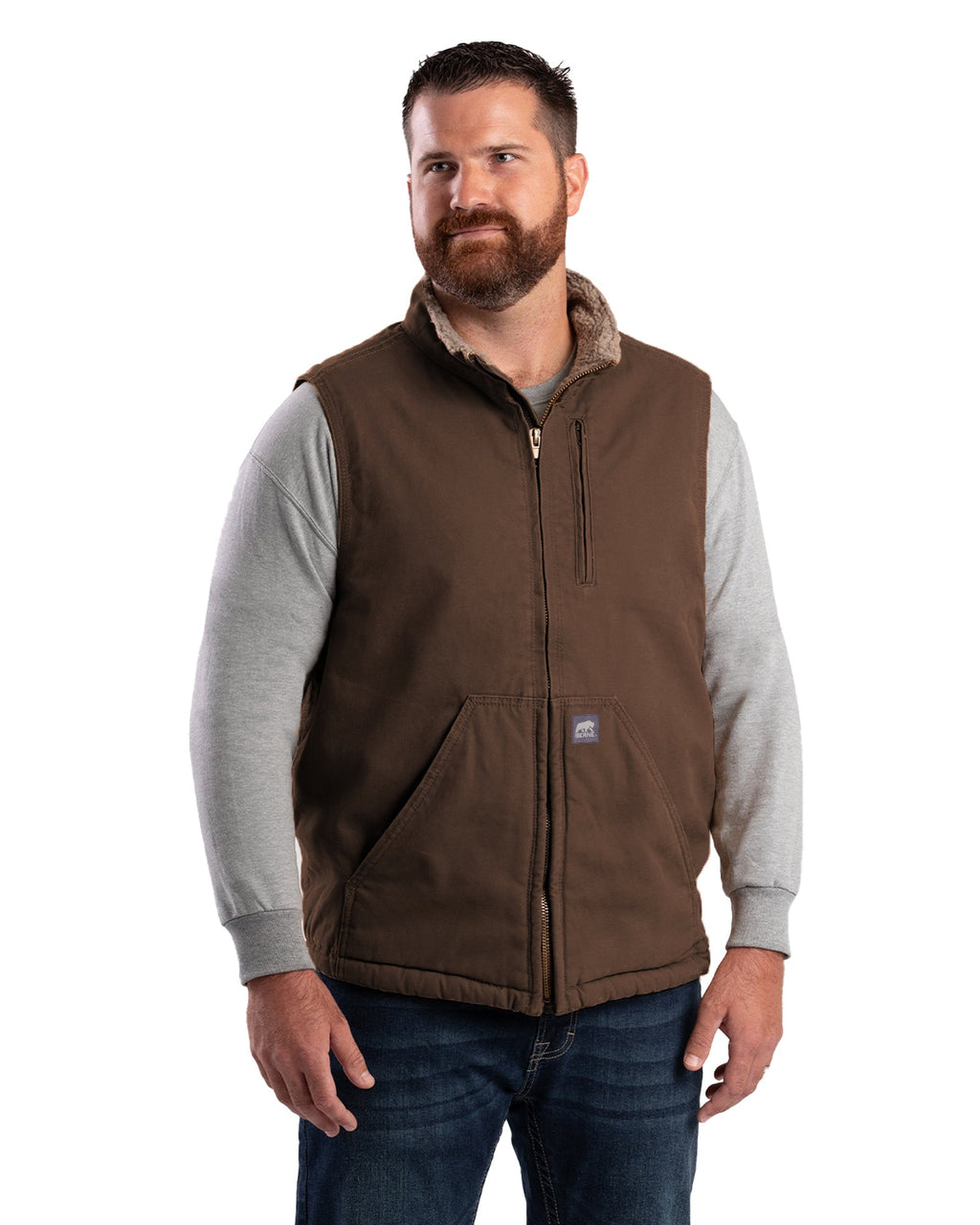 Sherpa-Lined Washed Duck Vest