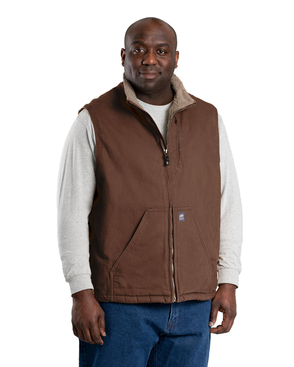 Sherpa-Lined Washed Duck Vest