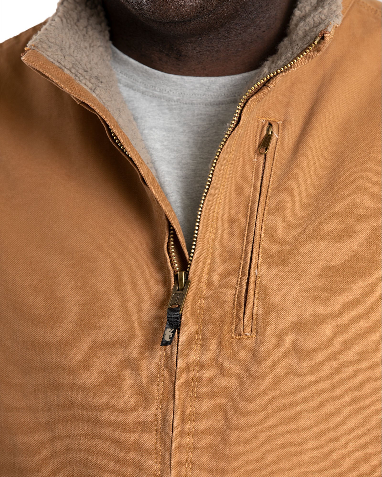 Sherpa-Lined Washed Duck Vest