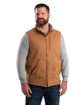 Front view of sherpa lined washed duck vest