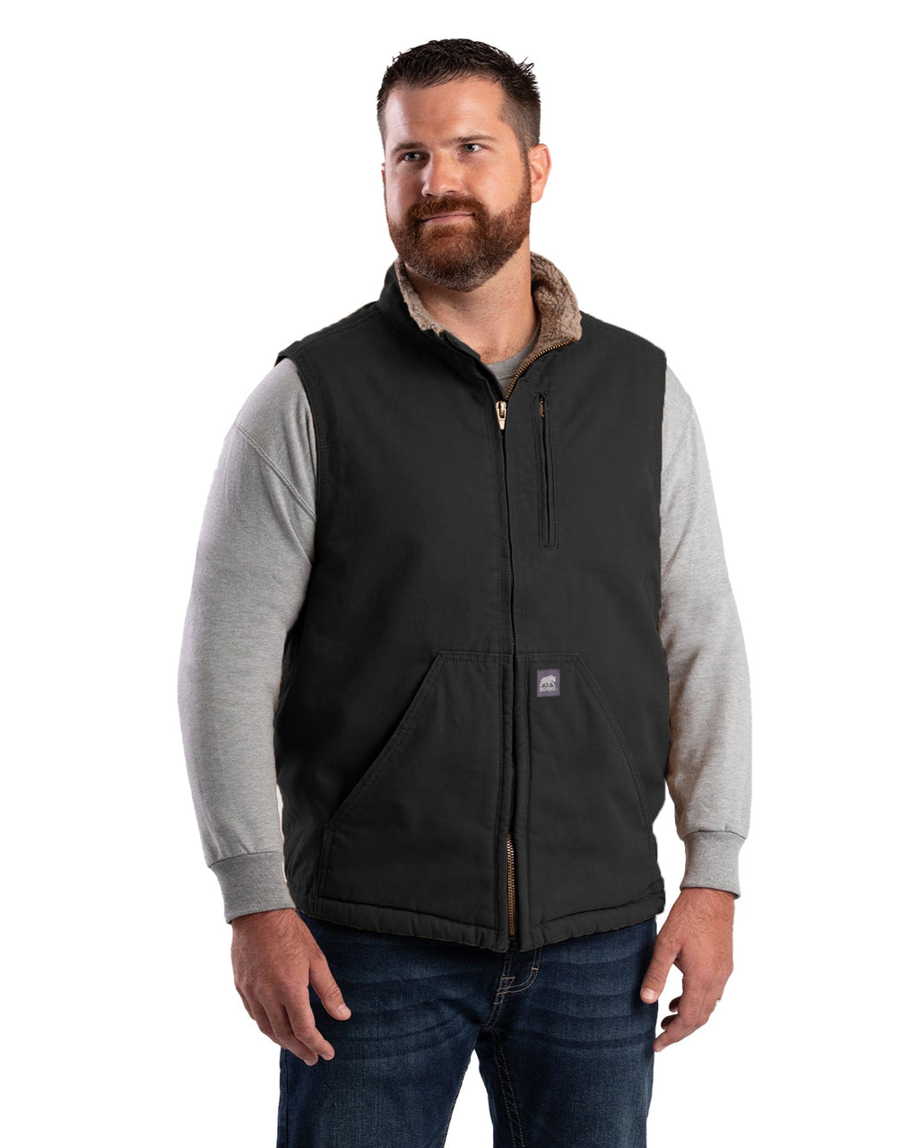 Sherpa-Lined Washed Duck Vest