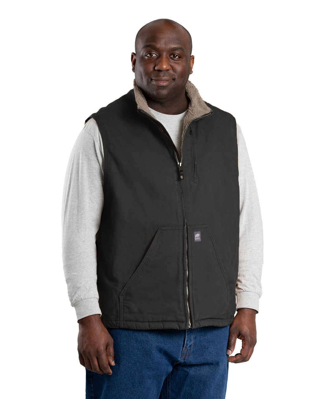 Sherpa-Lined Washed Duck Vest