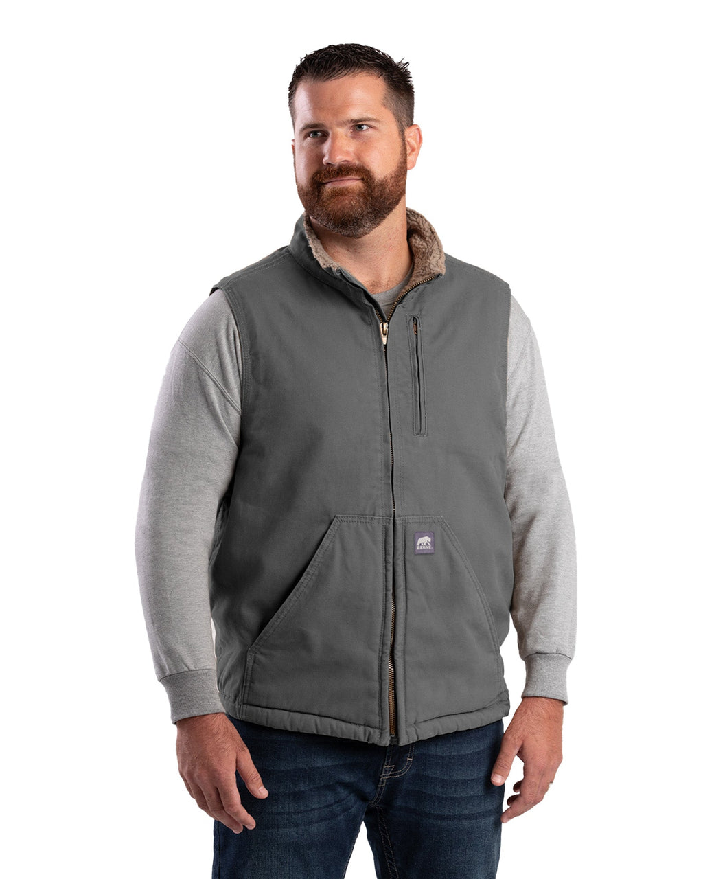 Sherpa-Lined Washed Duck Vest