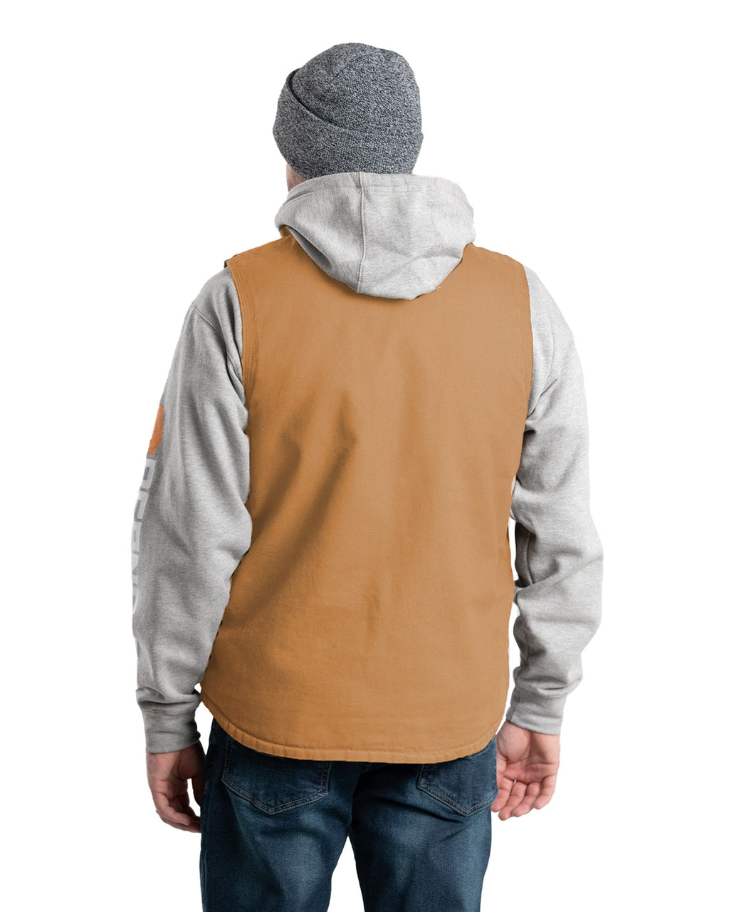 Sherpa-Lined Washed Duck V-Neck Vest