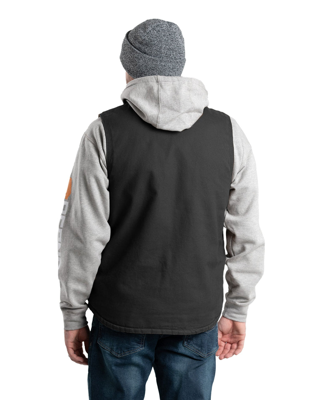 Sherpa-Lined Washed Duck V-Neck Vest