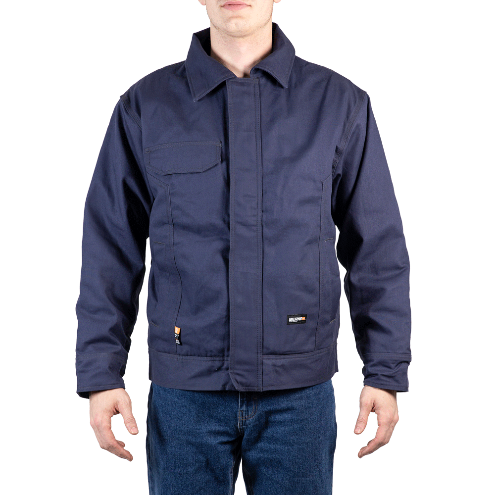 Product photo of flame resistant duck bomber jacket, alternate shot