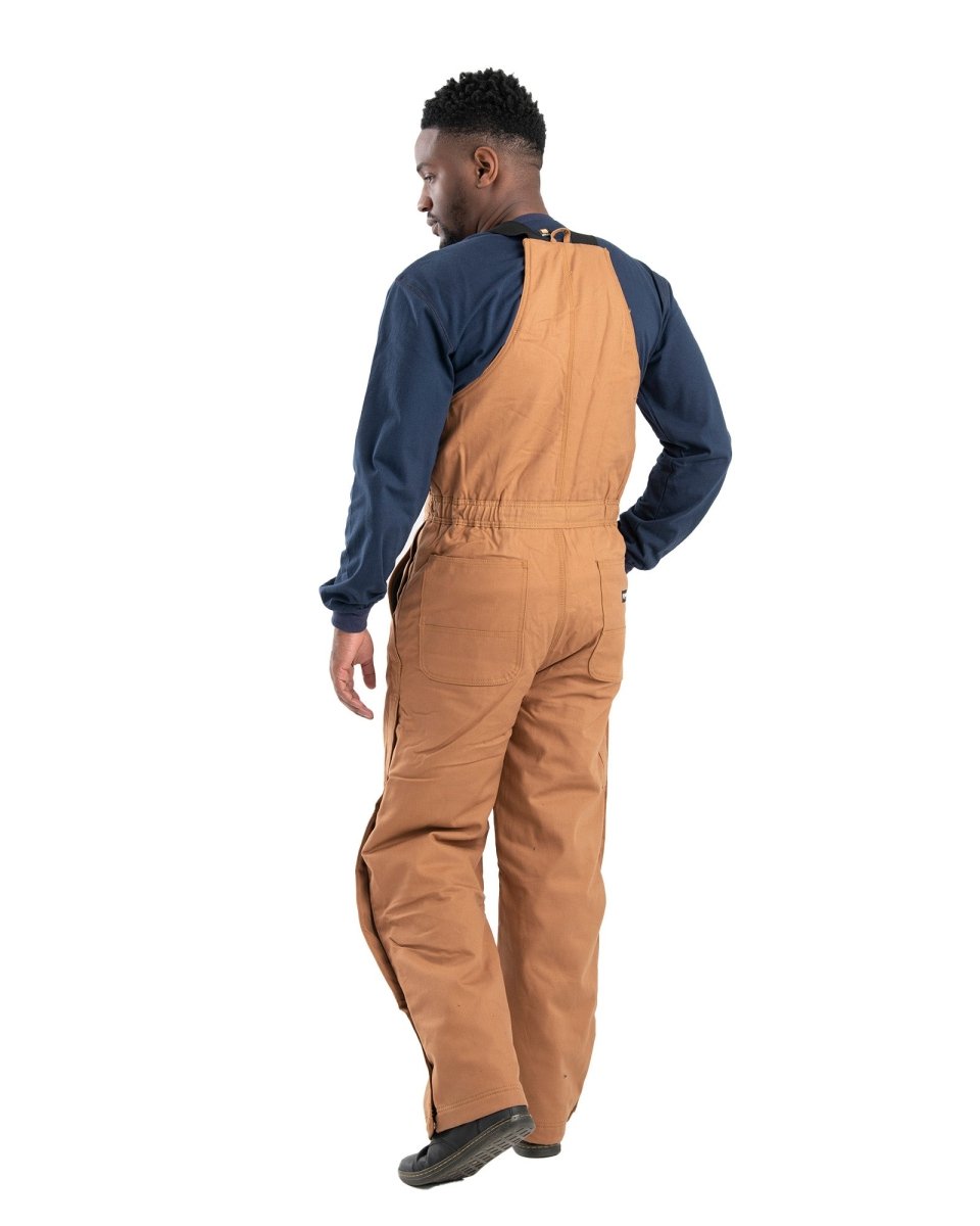 Product photo of flame resistant insulated duck bib overalls, alternate shot