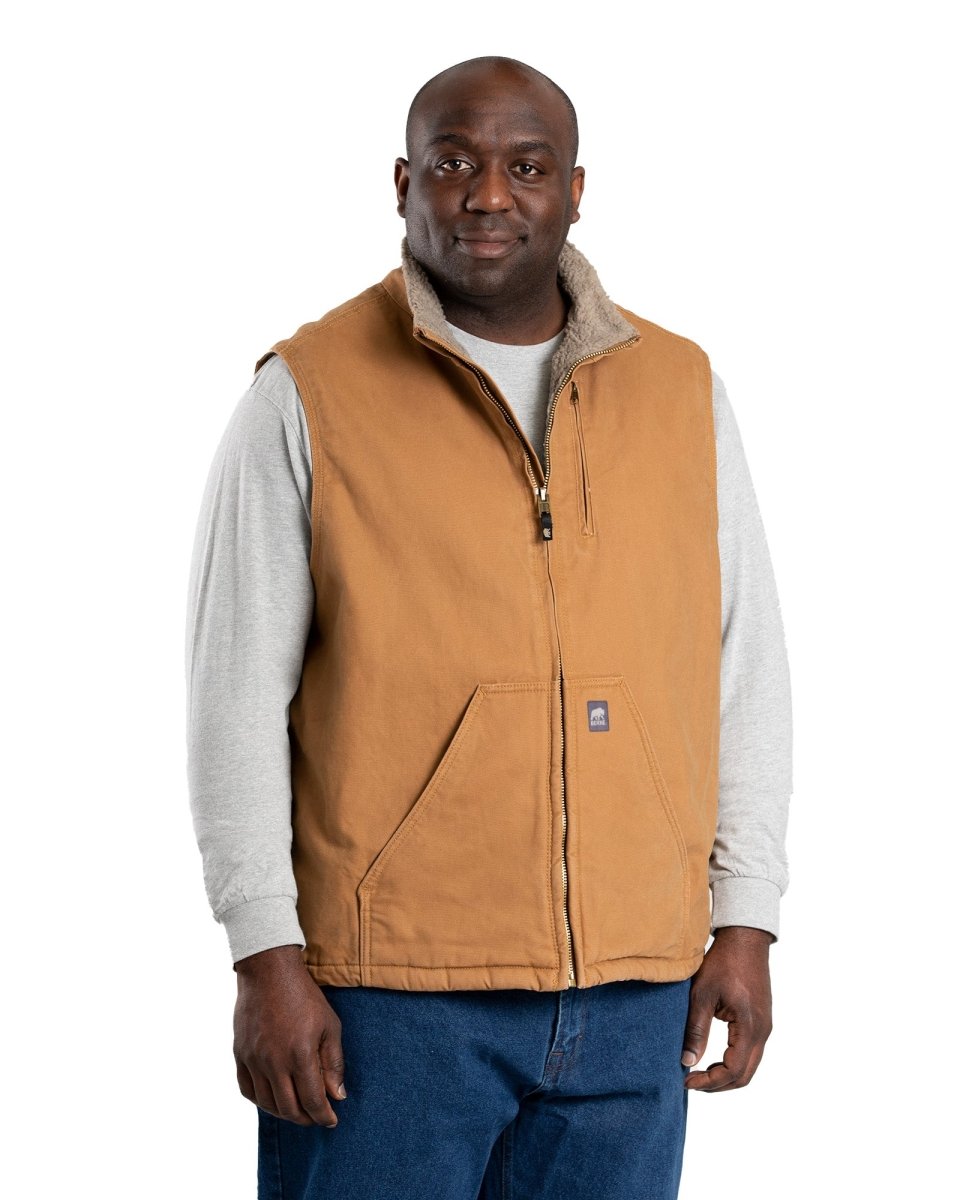 Sherpa-Lined Washed Duck Vest