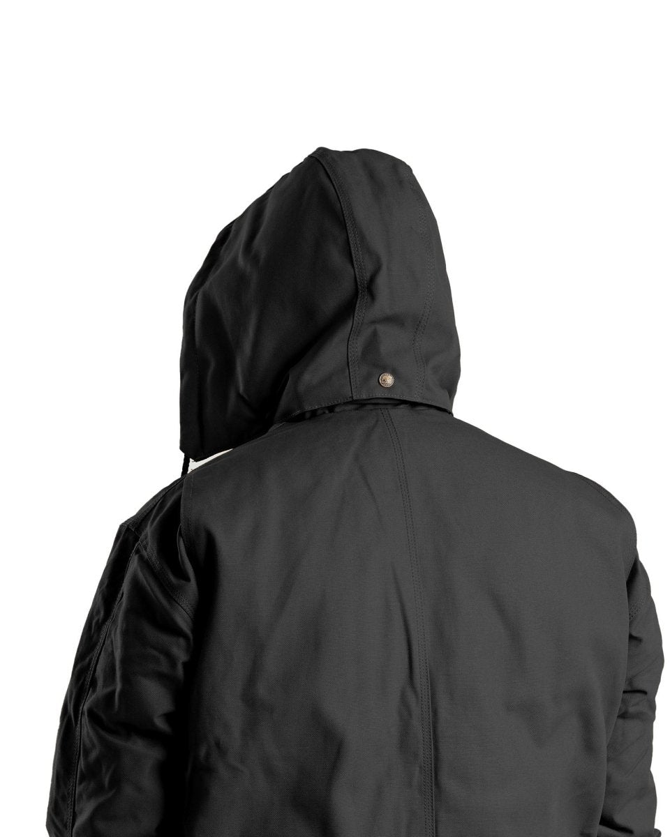 Product photo of black duck snap on hood, alternate shot