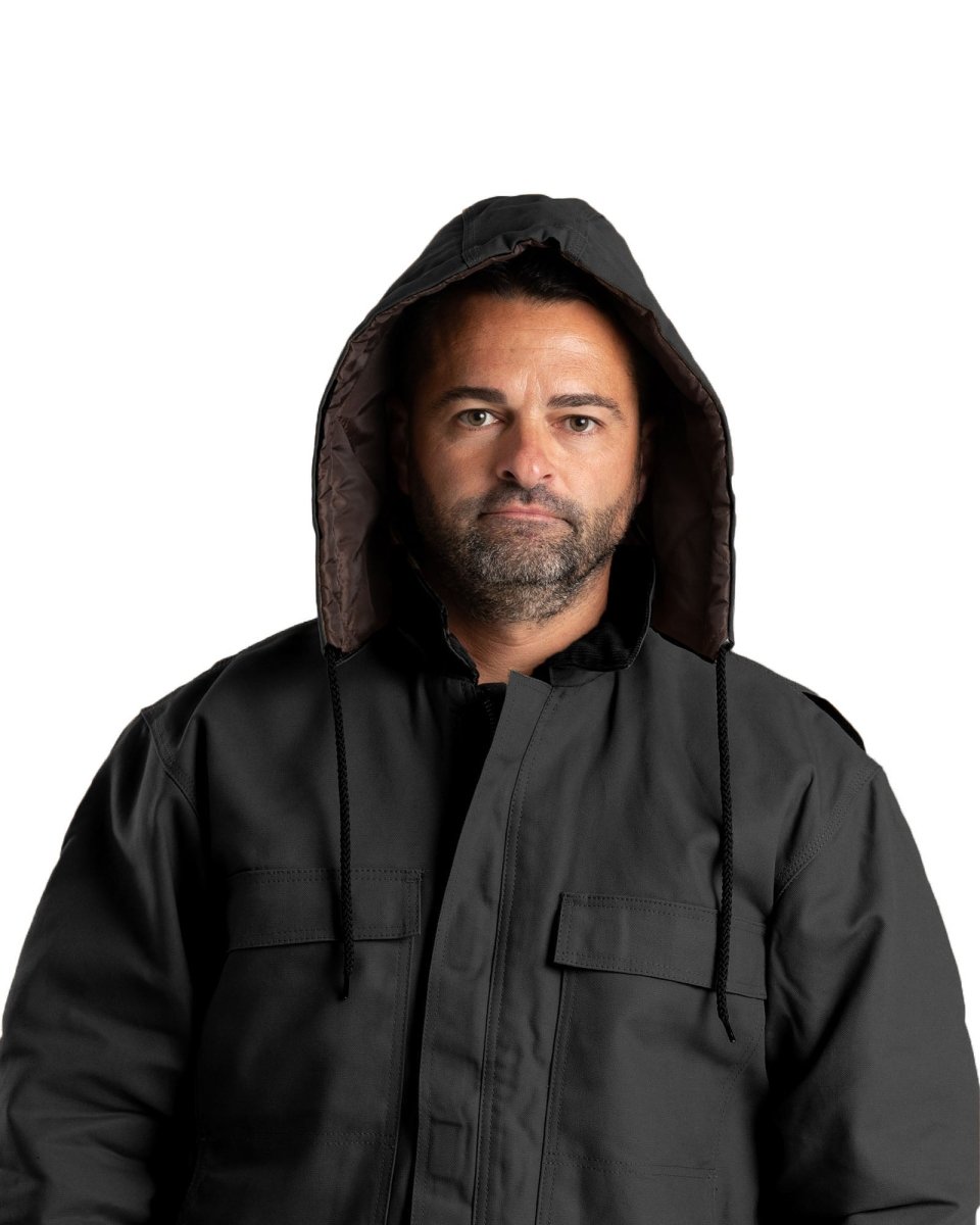 Product photo of black duck snap on hood, alternate shot
