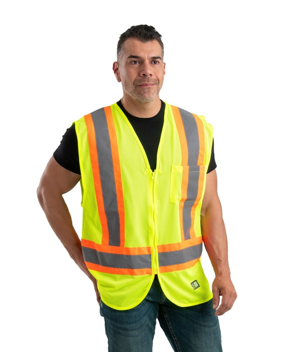 Product photo of yellow class 2 hi vis vest, alternate shot