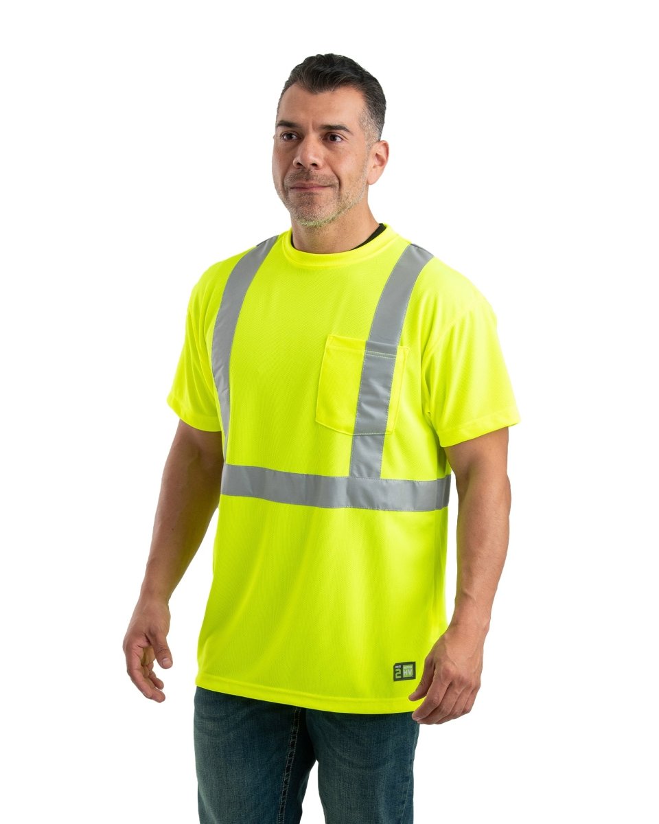 Product photo of yellow class 2 hi vis short sleeve tee, alternate shot