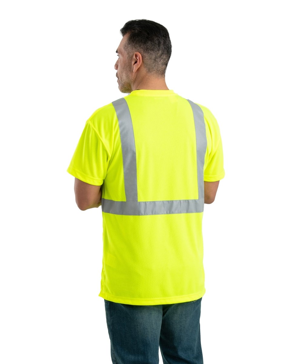 Product photo of yellow class 2 hi vis short sleeve tee, alternate shot