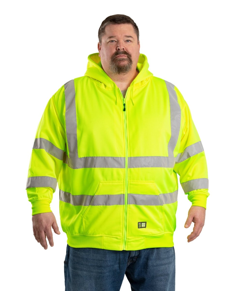 Product photo of class 3 yellow hi vis thermal hoodie, alternate shot