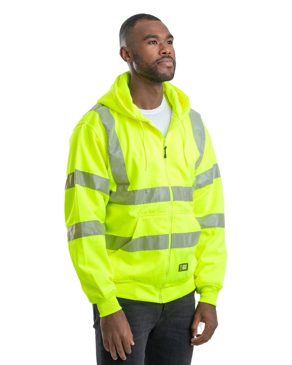 Product photo of class 3 yellow hi vis thermal hoodie, alternate shot