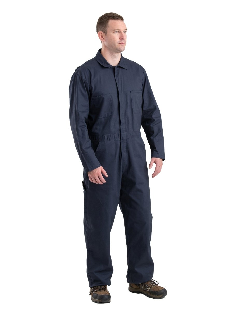 Product photo of navy unlined cotton coverall, alternate shot