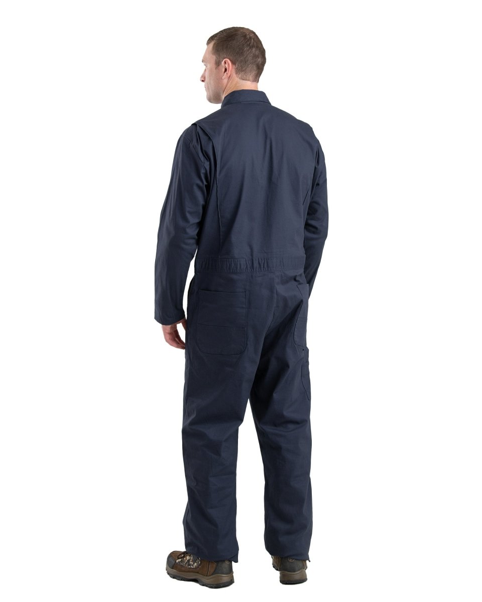 Product photo of navy unlined cotton coverall, alternate shot