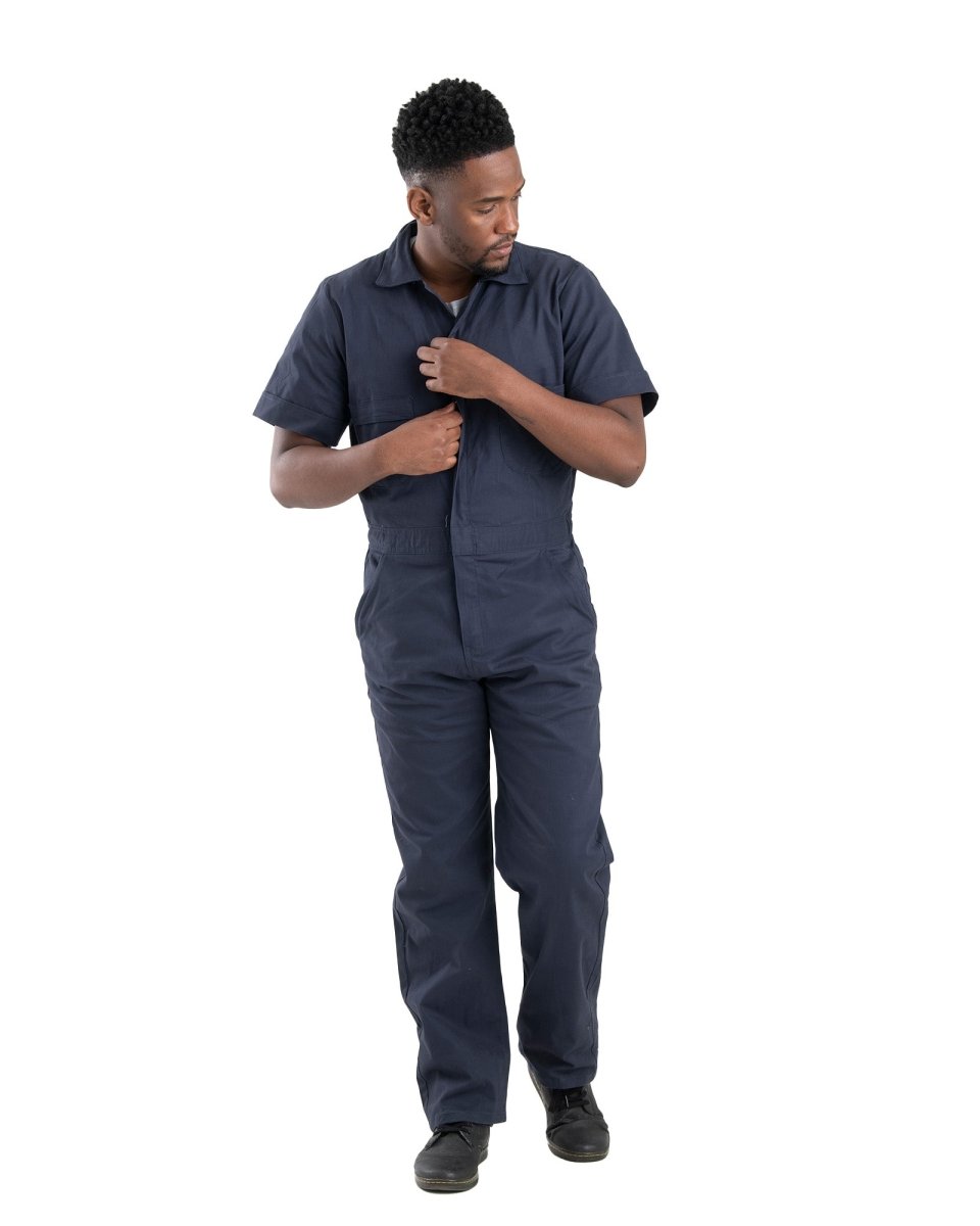 Product photo of navy short sleeve unlined coverall